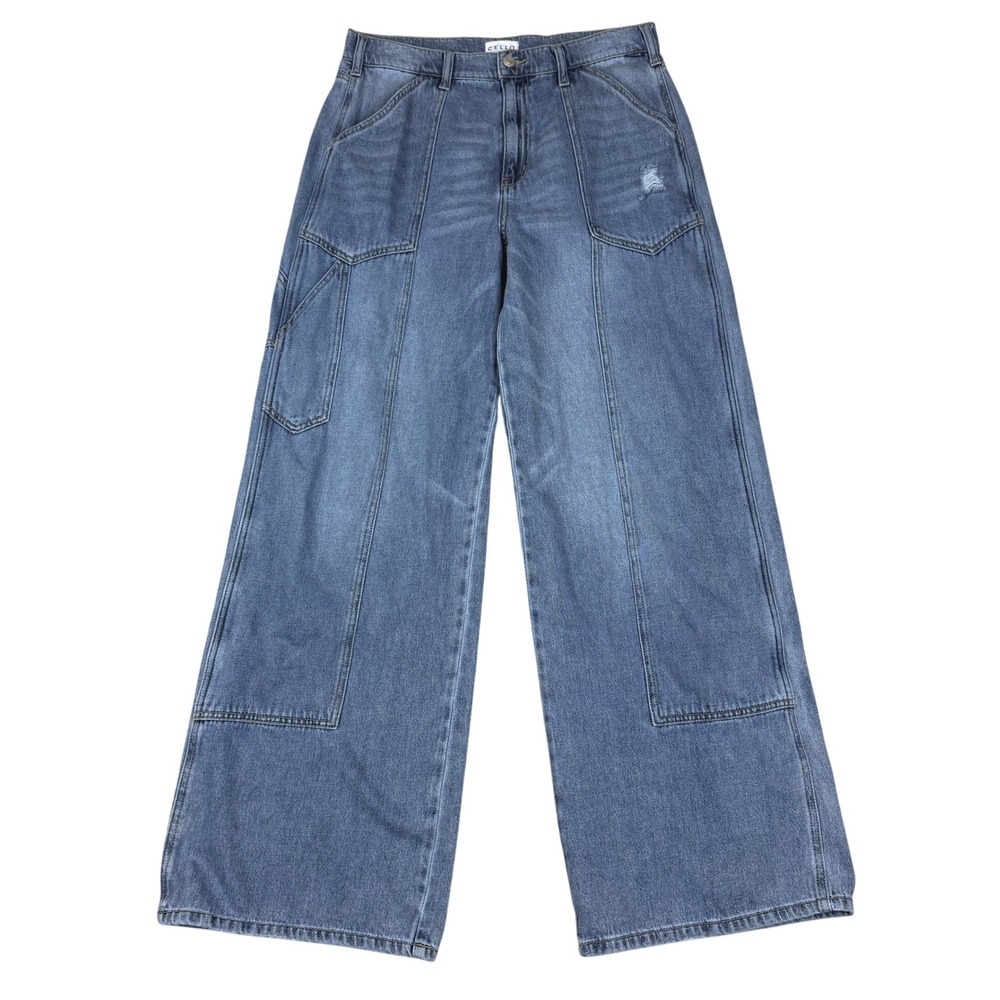 Cello Wide Leg Jeans Womens 32.5x32 Double knee Carpenter Baggy JYNCO Style Y2K